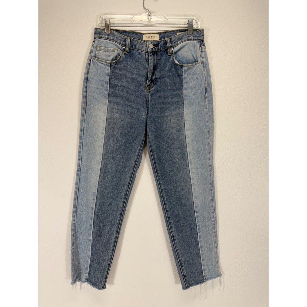 PacSun Vintage Icon 90s Y2K High Rise Raw Hem Two Tone Jeans 28